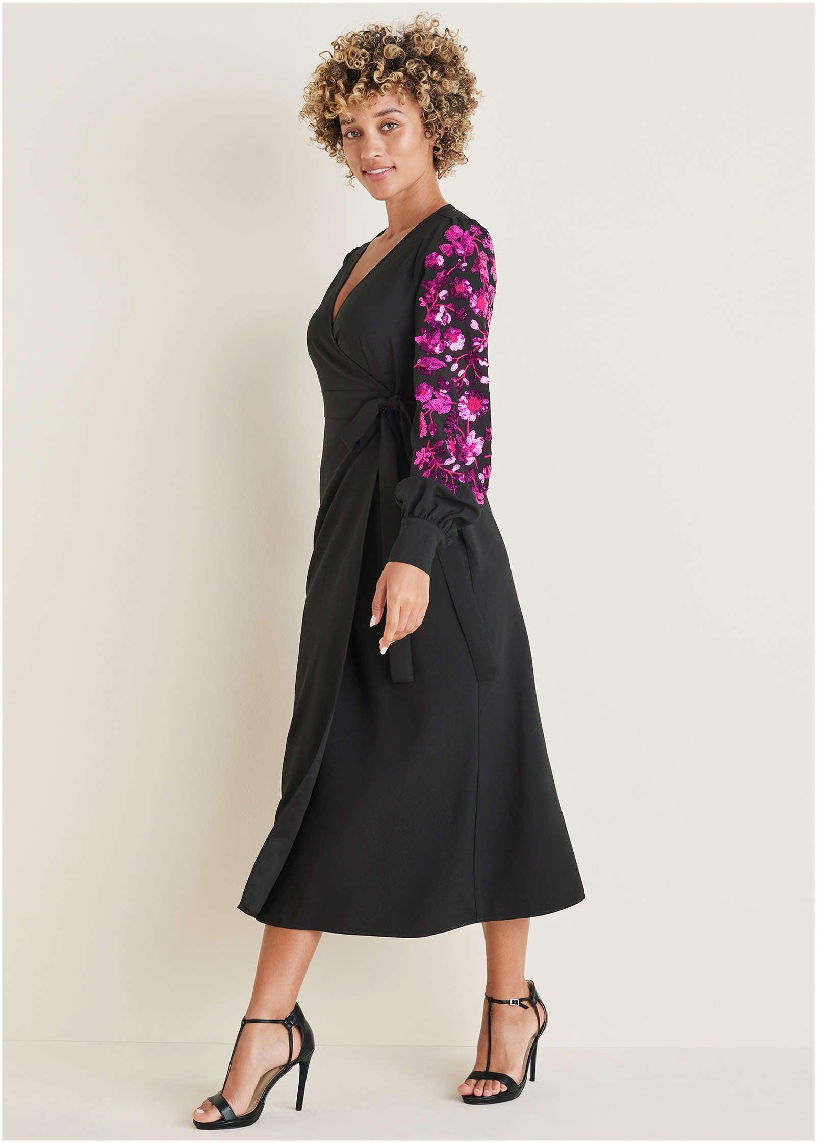 Floral Sequin Maxi Dress - Black Multi Product Image