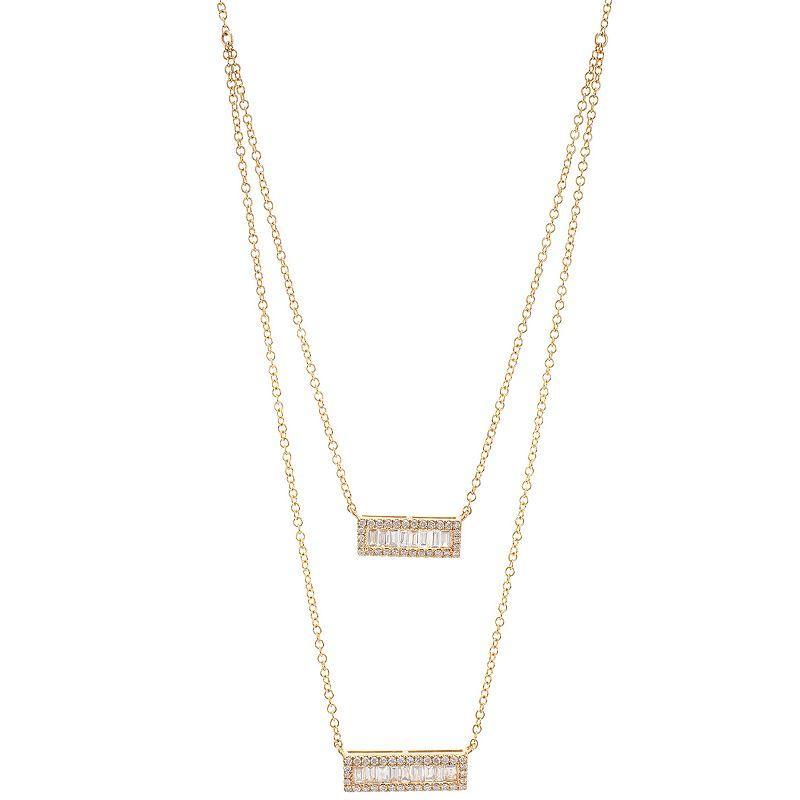 Luxle 14k Gold 5/8 Carat T.W. Diamond Double Strand Bar Necklace, Womens, Yellow Product Image