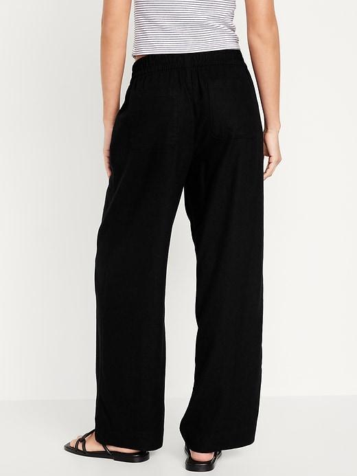 High-Waisted Linen-Blend Wide-Leg Pants Product Image