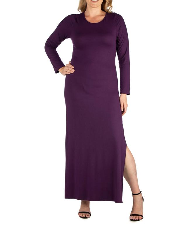 Womens Plus Size Side Slit Fitted Maxi Dress Product Image