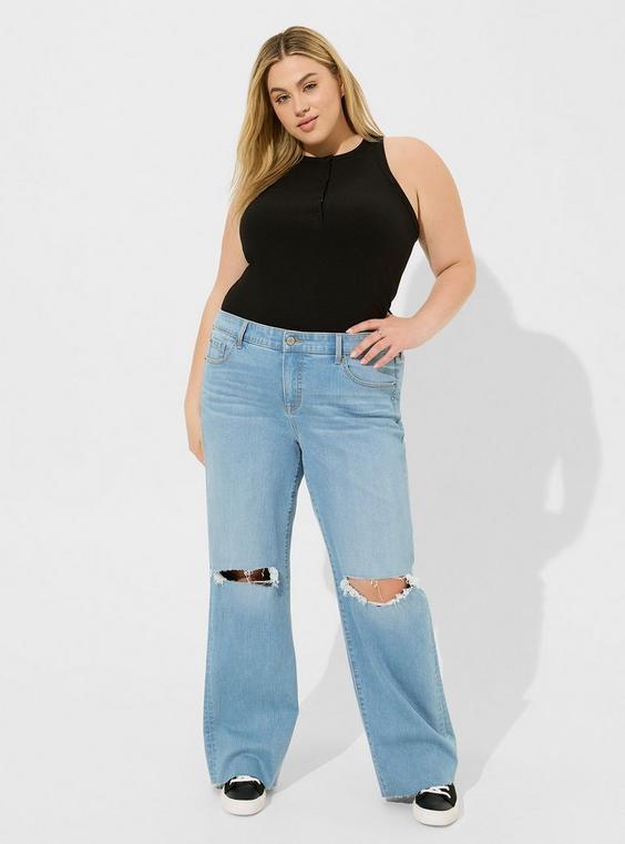 Wide-Leg Perfect Wide Leg Vintage Stretch Mid Rise Jeans Product Image