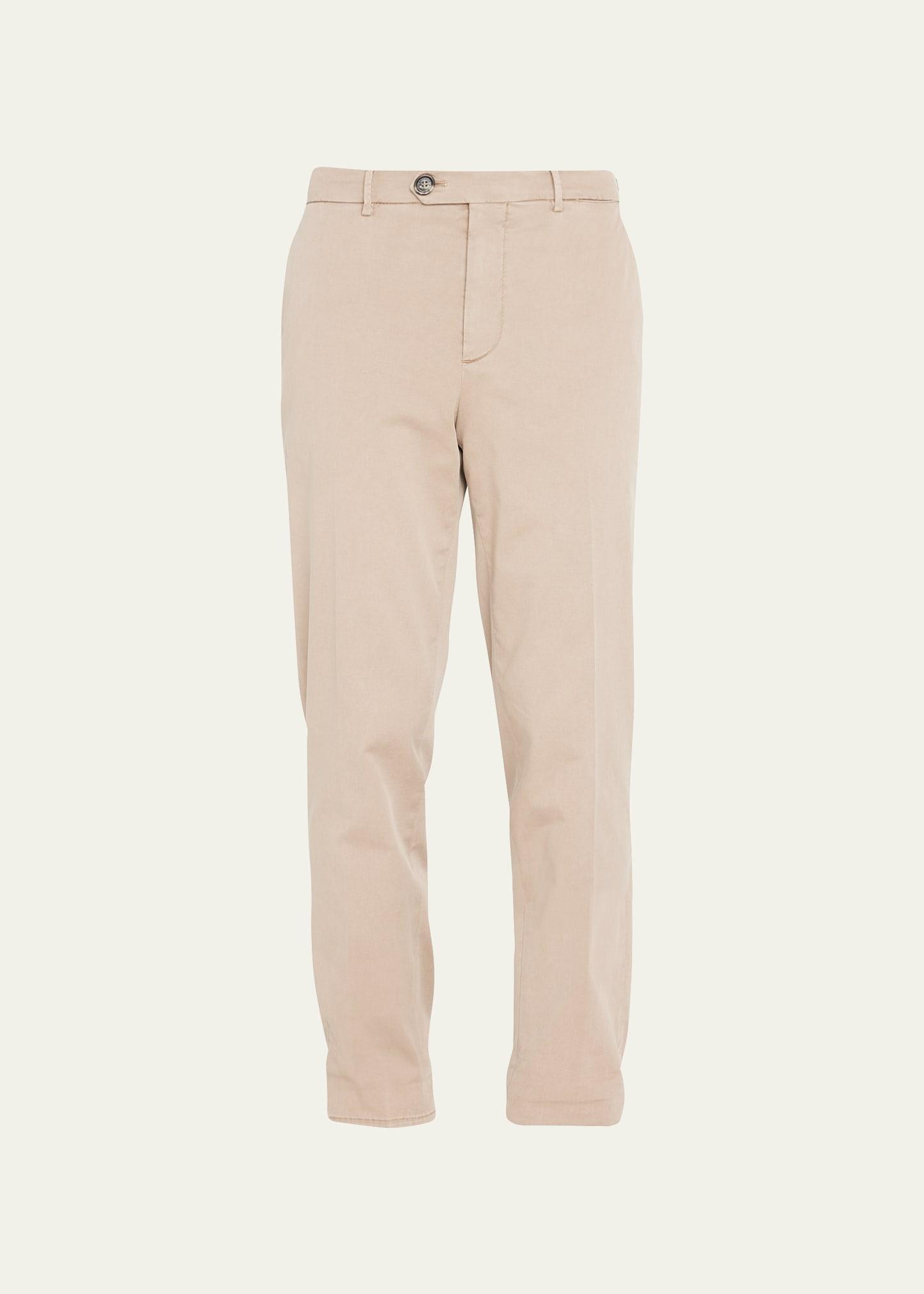 Mens Garment Dyed Italian Fit American Pima Cotton Comfort Gabardine Trousers Product Image