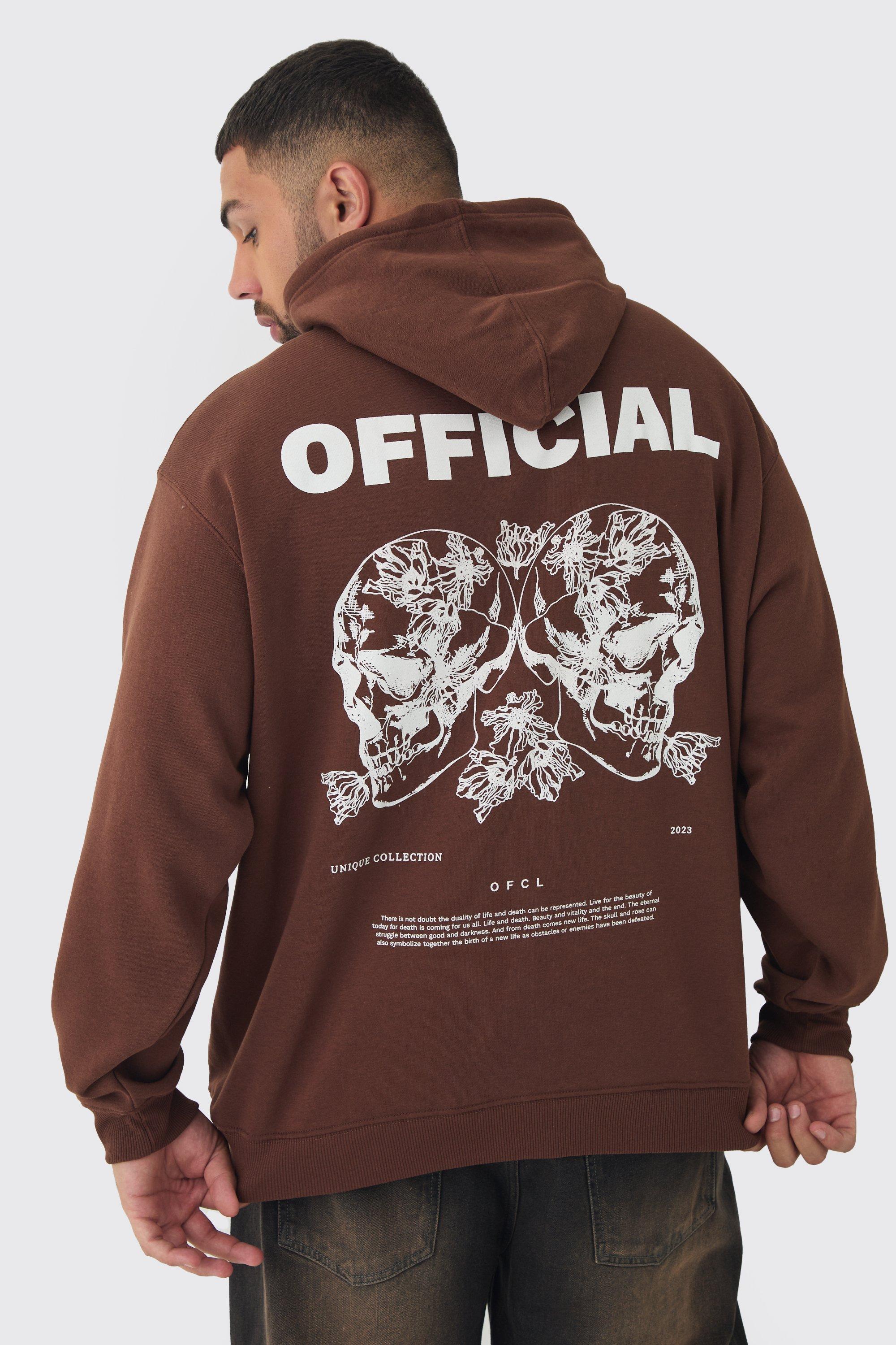 Plus Skull Back Print Oversized Hoodie | boohooMAN USA Product Image