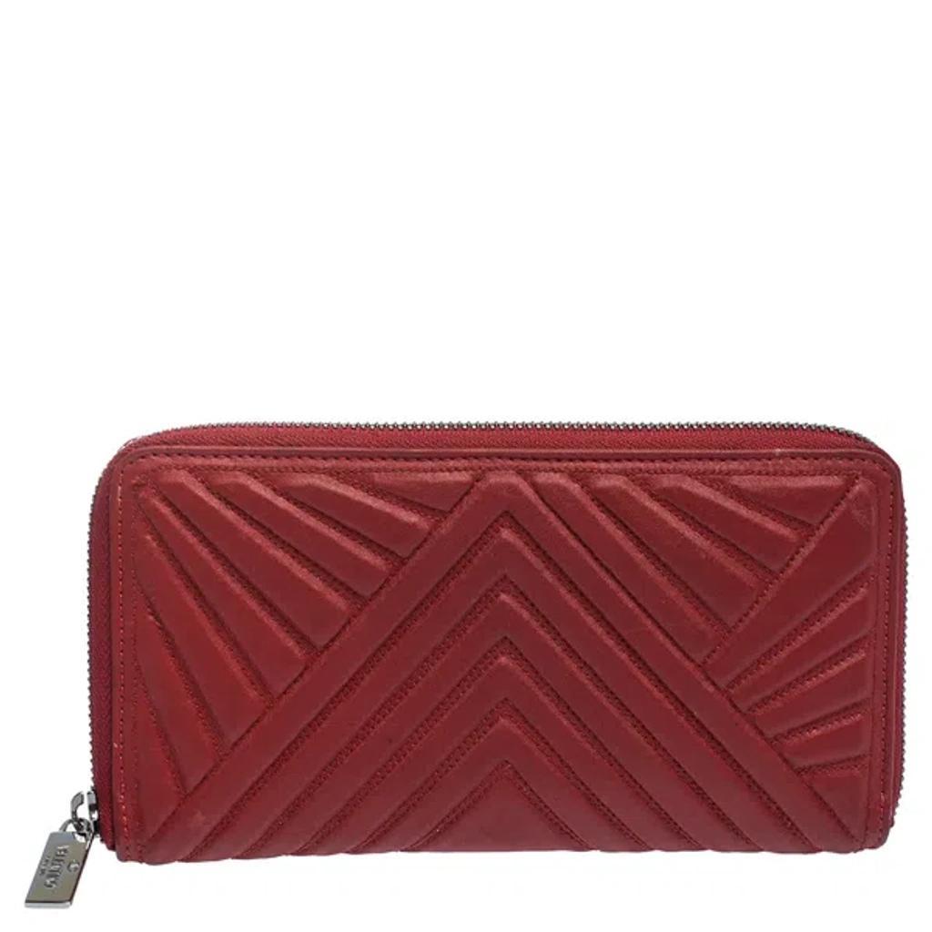 VALENTINO GARAVANI Red Coated Fabric Zip Around Wallet.. Product Image