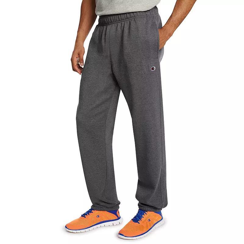 Mens Champion Powerblend Sweatpants, Cinched Hem, C Logo (Big & Tall) Black LT Product Image