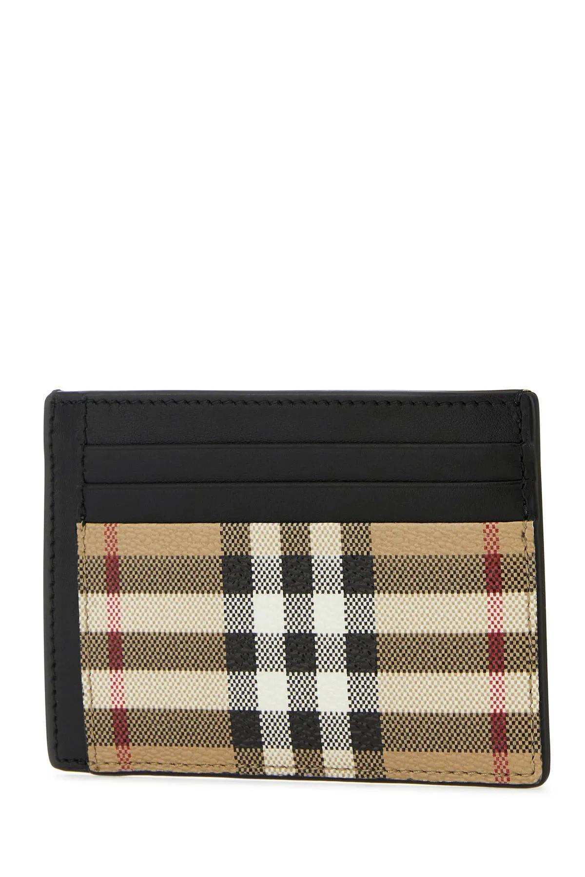 Canvas Cardholder With Checkered Pattern And Contrast Trim In Beige Product Image