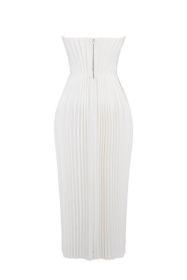 Amorata Ivory Pleated Maxi Dress Product Image