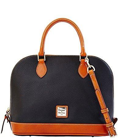 Dooney & Bourke Womens Pebble Grain Zip Zip Leather Satchel Bag in Black Product Image