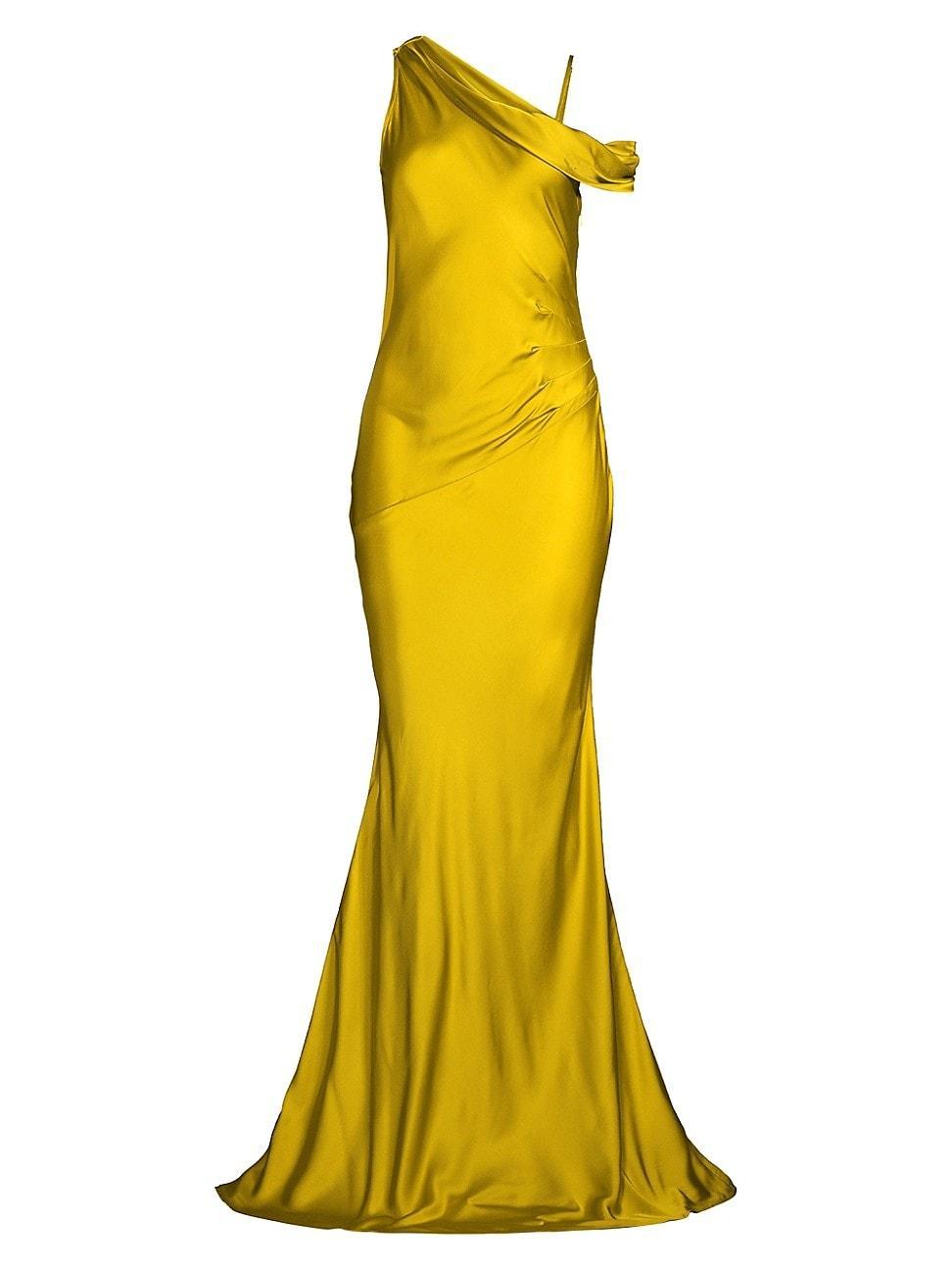 Womens Social Draped One-Shoulder Gown Product Image