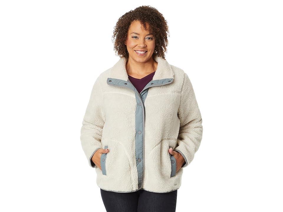 L.L.Bean Plus Size Bean's Sherpa Fleece Jacket (Soapstone) Women's Coat Product Image