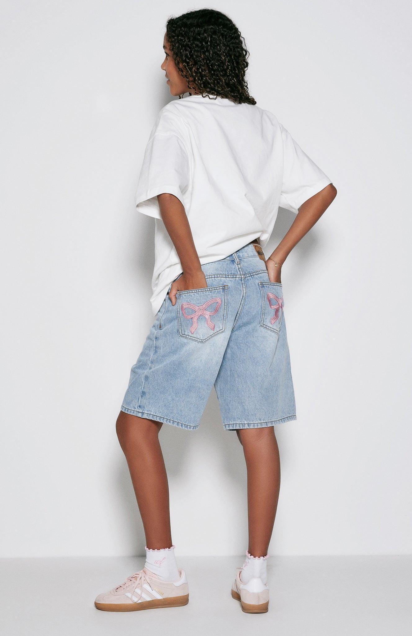 Let's Work It Out Denim Shorts Mid Blue Product Image