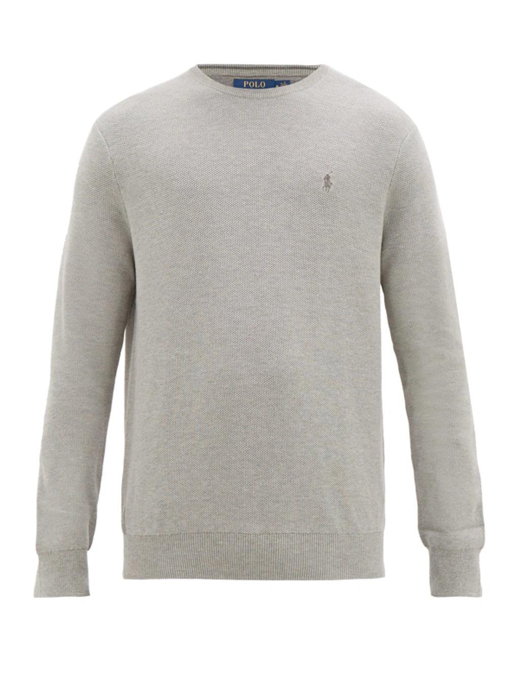 Logo-embroidered Knitted-cotton Sweater In Andover Heather (grey) Product Image