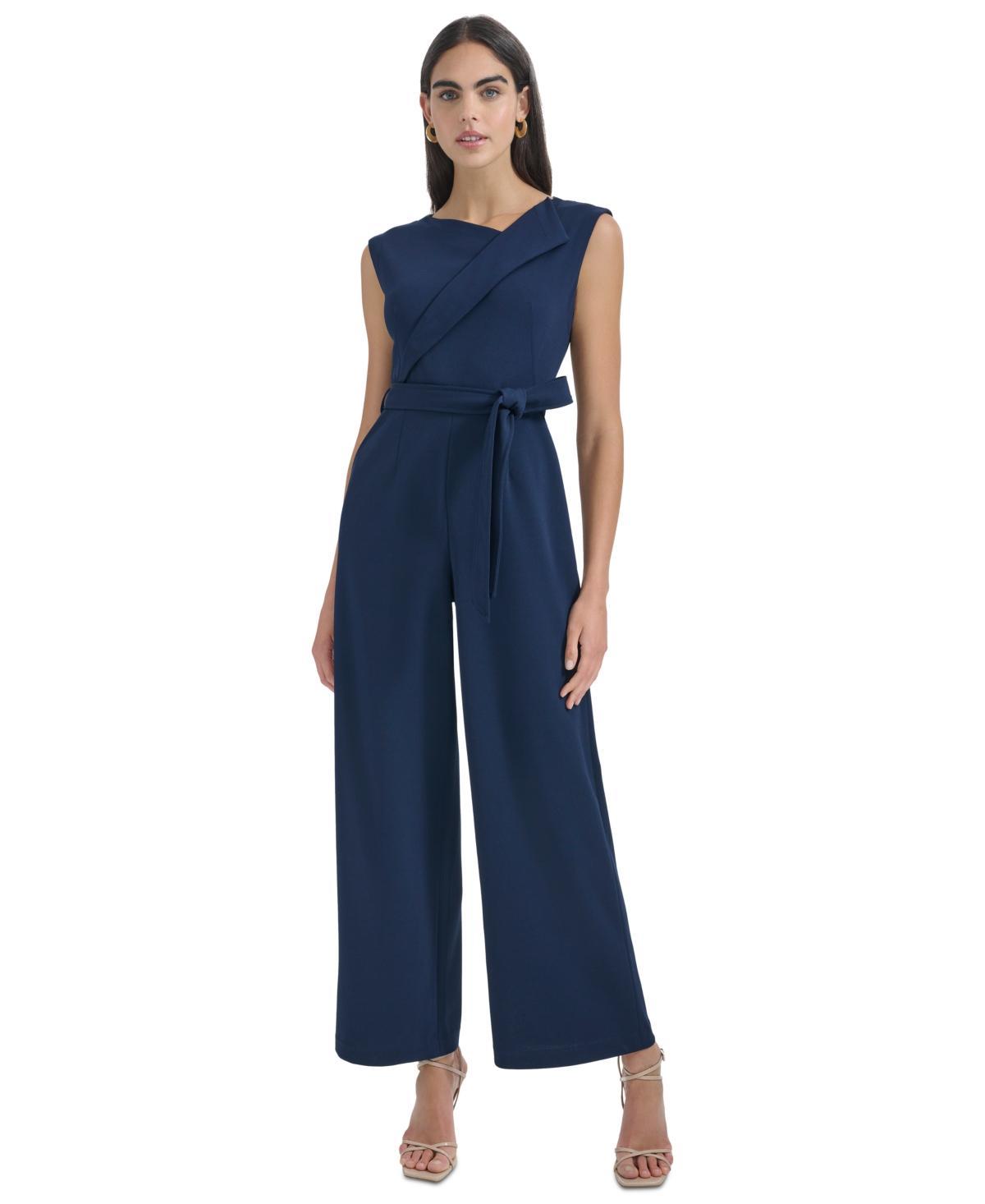 Calvin Klein Womens Sleeveless Straight-Leg Jumpsuit Product Image