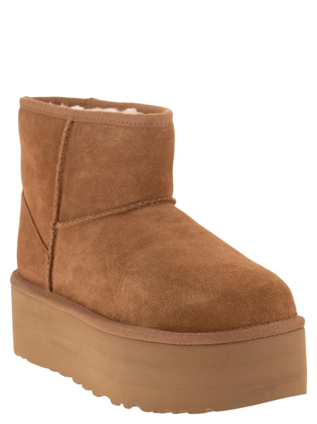 Classic Mini Platform Ankle Boot With Platform In Brown Product Image