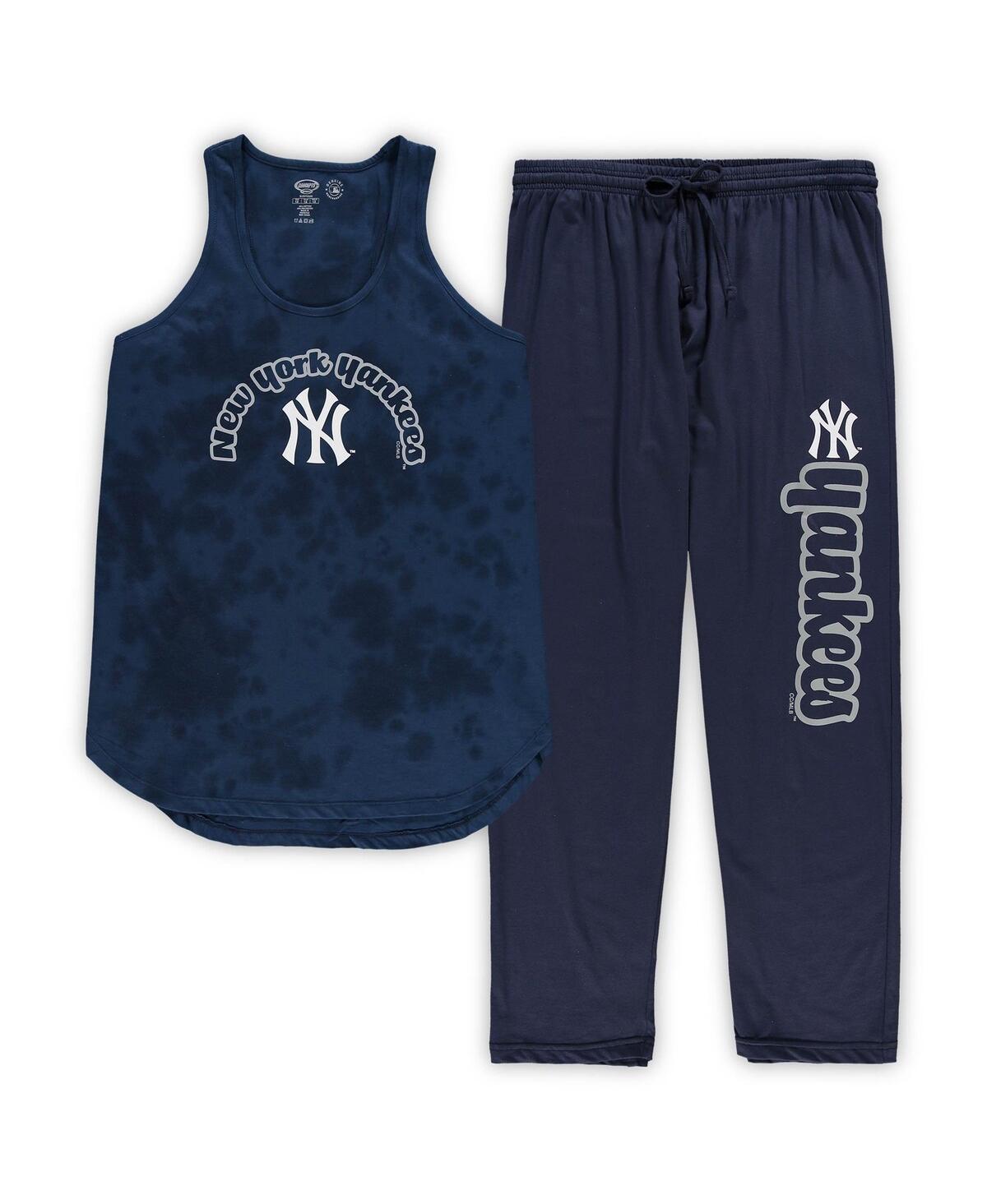 Womens Concepts Sport New York Yankees Plus Size Jersey Tank Top & Pants Sleep Set Blue Product Image