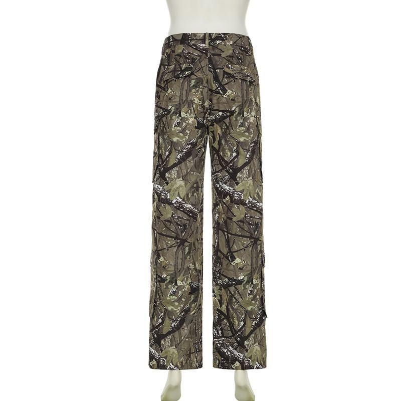 Mid Rise Camouflage Wide Leg Cargo Pants product image