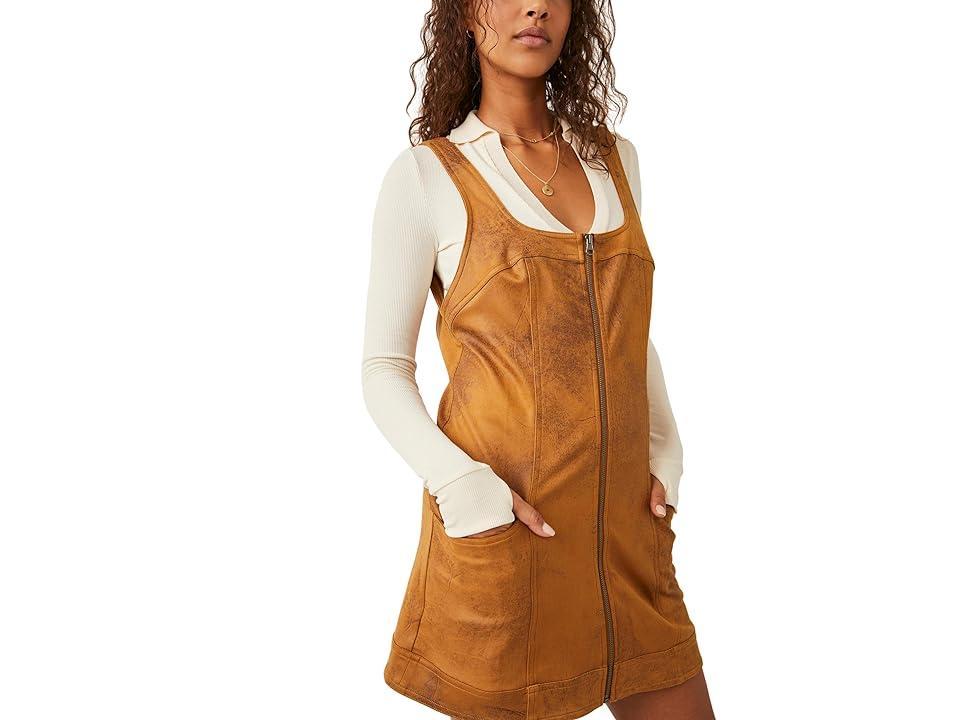 Free People Western Wind Faux Leather Minidress Product Image