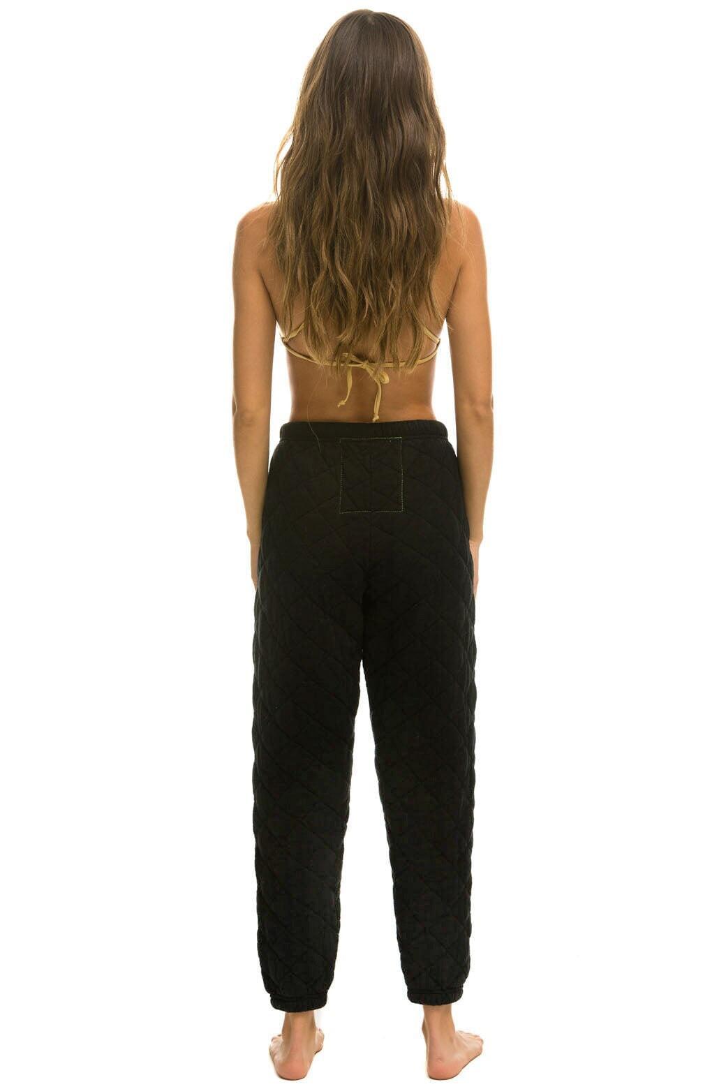 QUILTED SWEATPANTS - BLACK Female Product Image