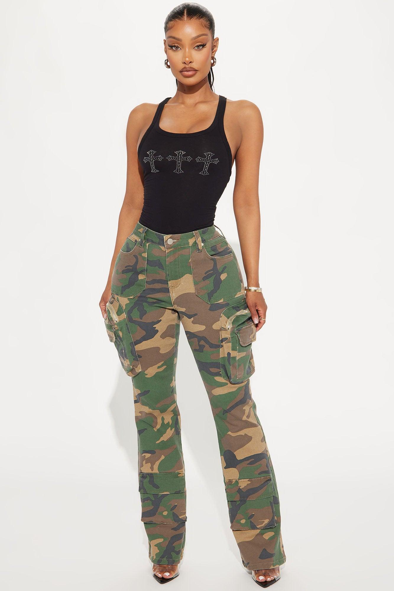 Staying True Bootcut Camo Pant - Olive/combo product image