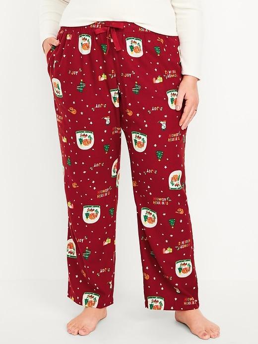 Mid-Rise Printed Flannel Pajama Pants Product Image