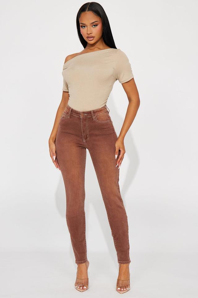 Tall Give It A Shot Stretch Skinny Jeans - Brown Product Image