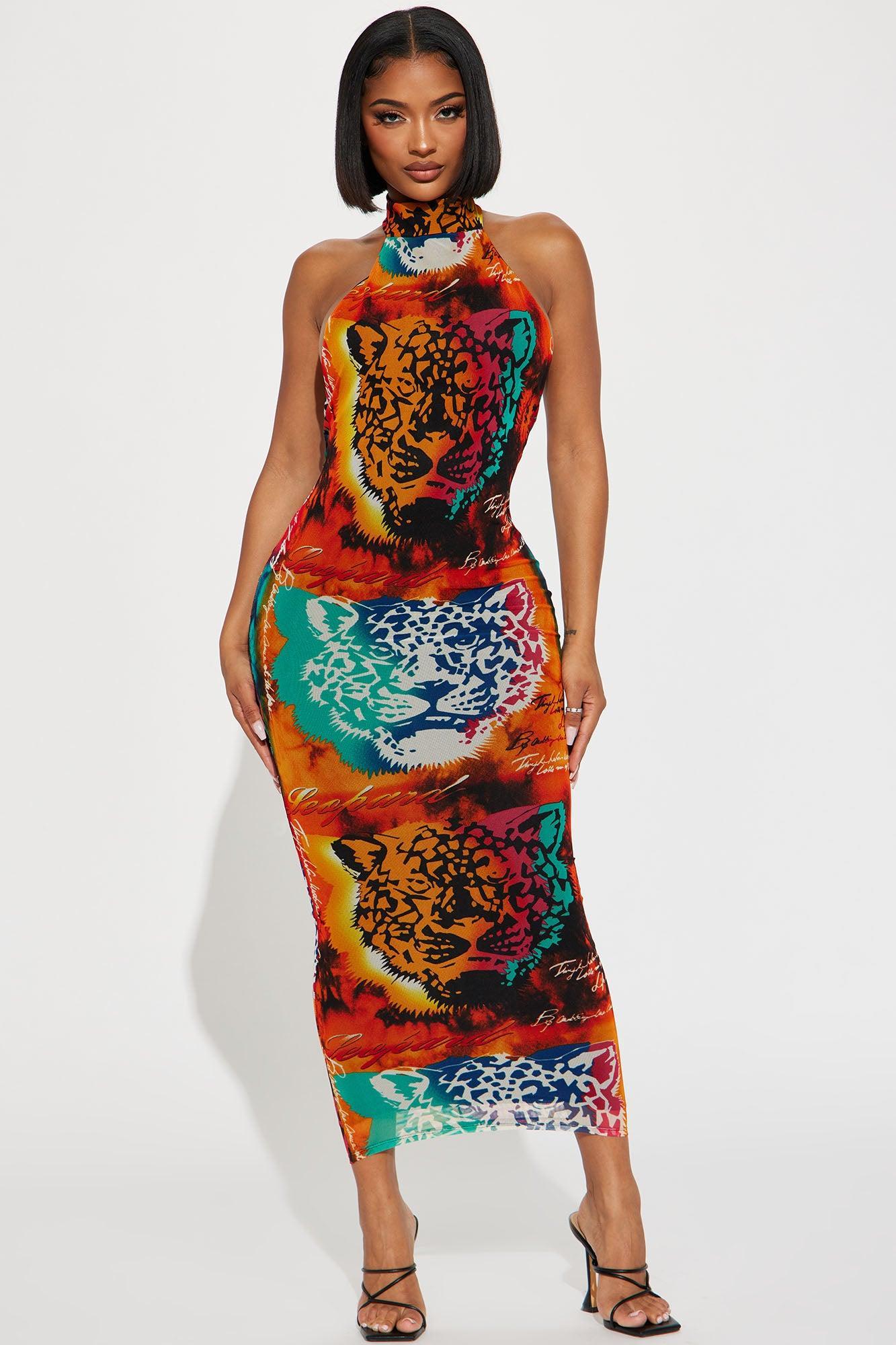 Safari Nights Mesh Maxi Dress - Multi Color Product Image