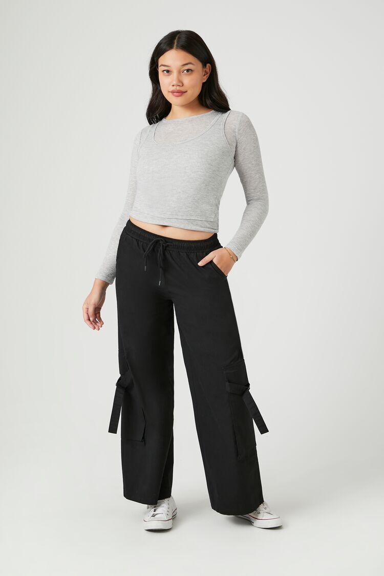 Twill High-Rise Utility Pants | Forever 21 Product Image