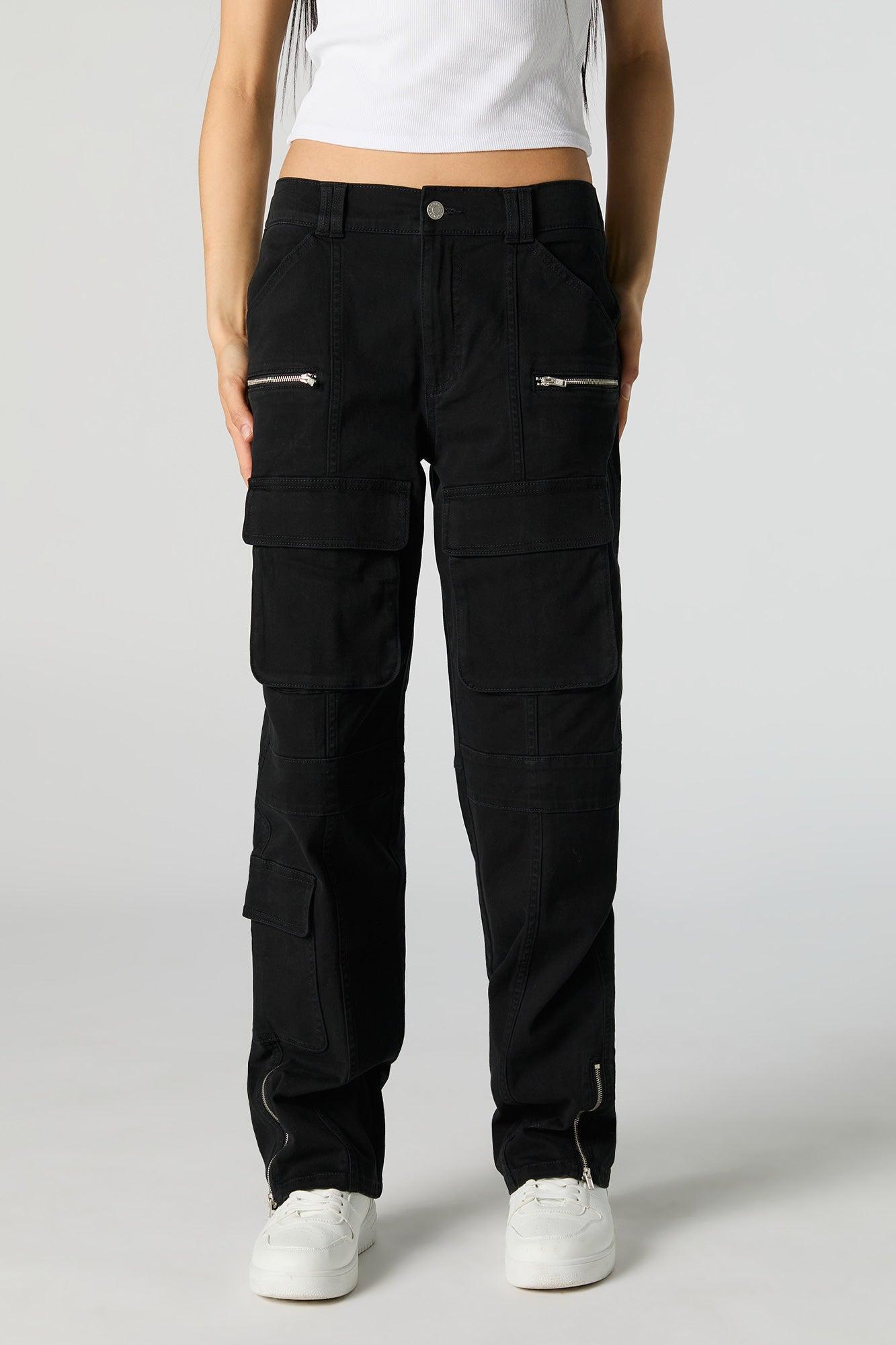 Zipper Hem Straight Leg Cargo Pant Female Product Image