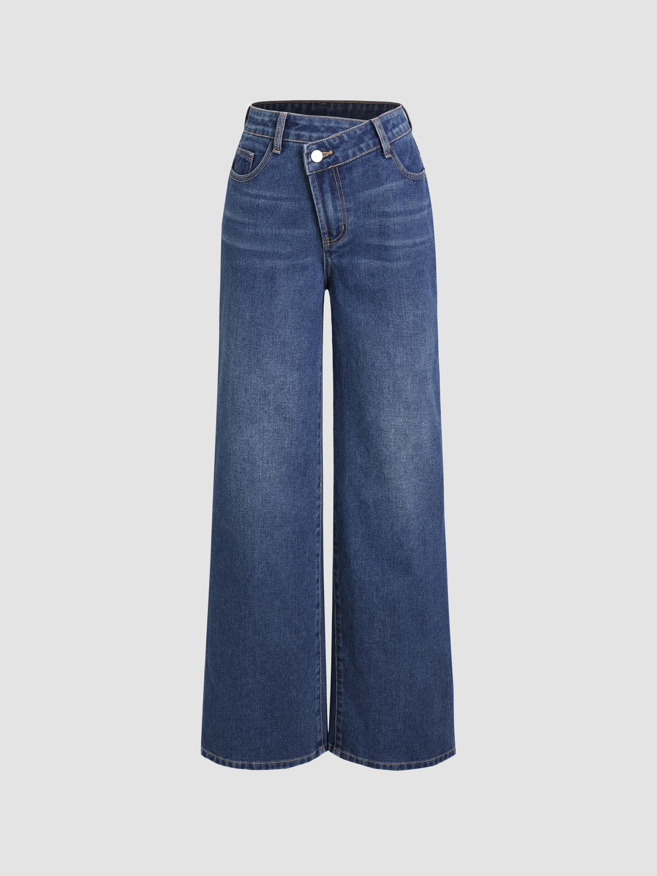 Denim High Waist Pocket Wide Leg Jeans Product Image