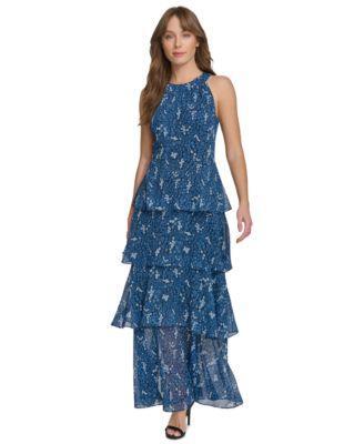 Women's Floral-Print Tiered Maxi Dress Product Image