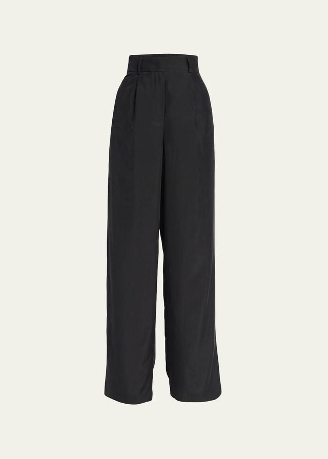 Womens Silk High-Rise Trousers Product Image