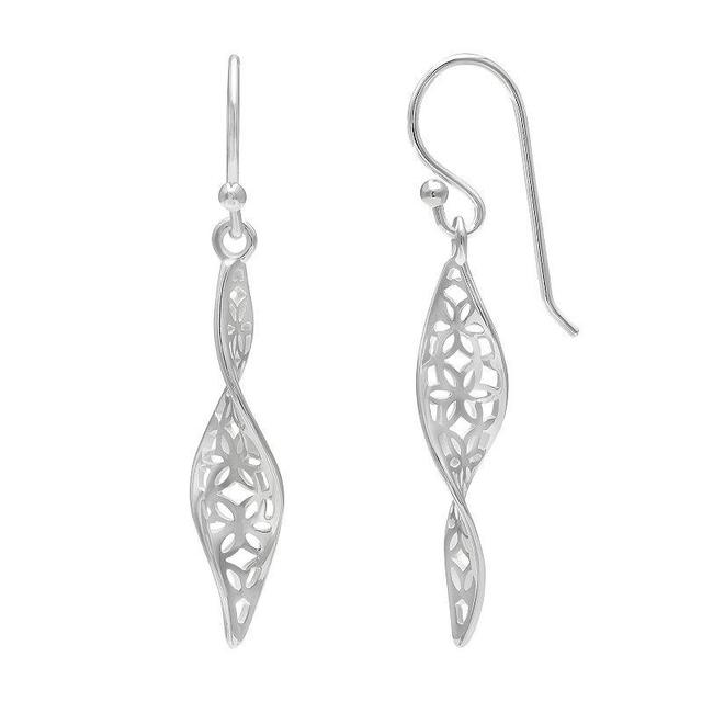 PRIMROSE Sterling Silver Flower Filigree Drop Earrings, Womens Product Image