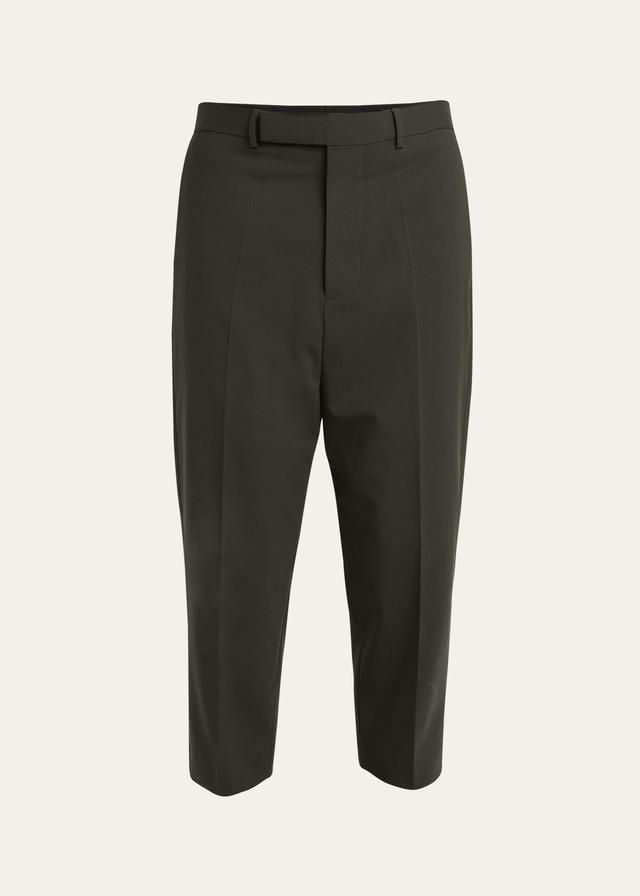 Men's Astaire Cropped Thin Wool Trousers In Green Product Image