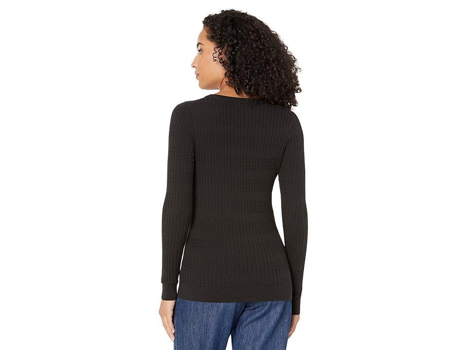 Tommy Hilfiger Adaptive Cable Crew Neck Sweater (Dark Sable) Women's Sweater Product Image