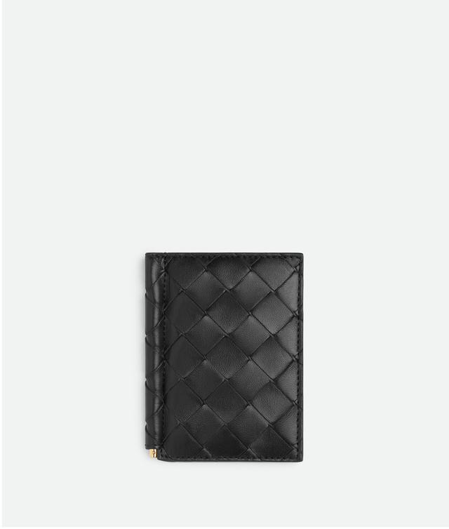 Women's Intrecciato Flap Card Case With Bill Clip in Black Product Image