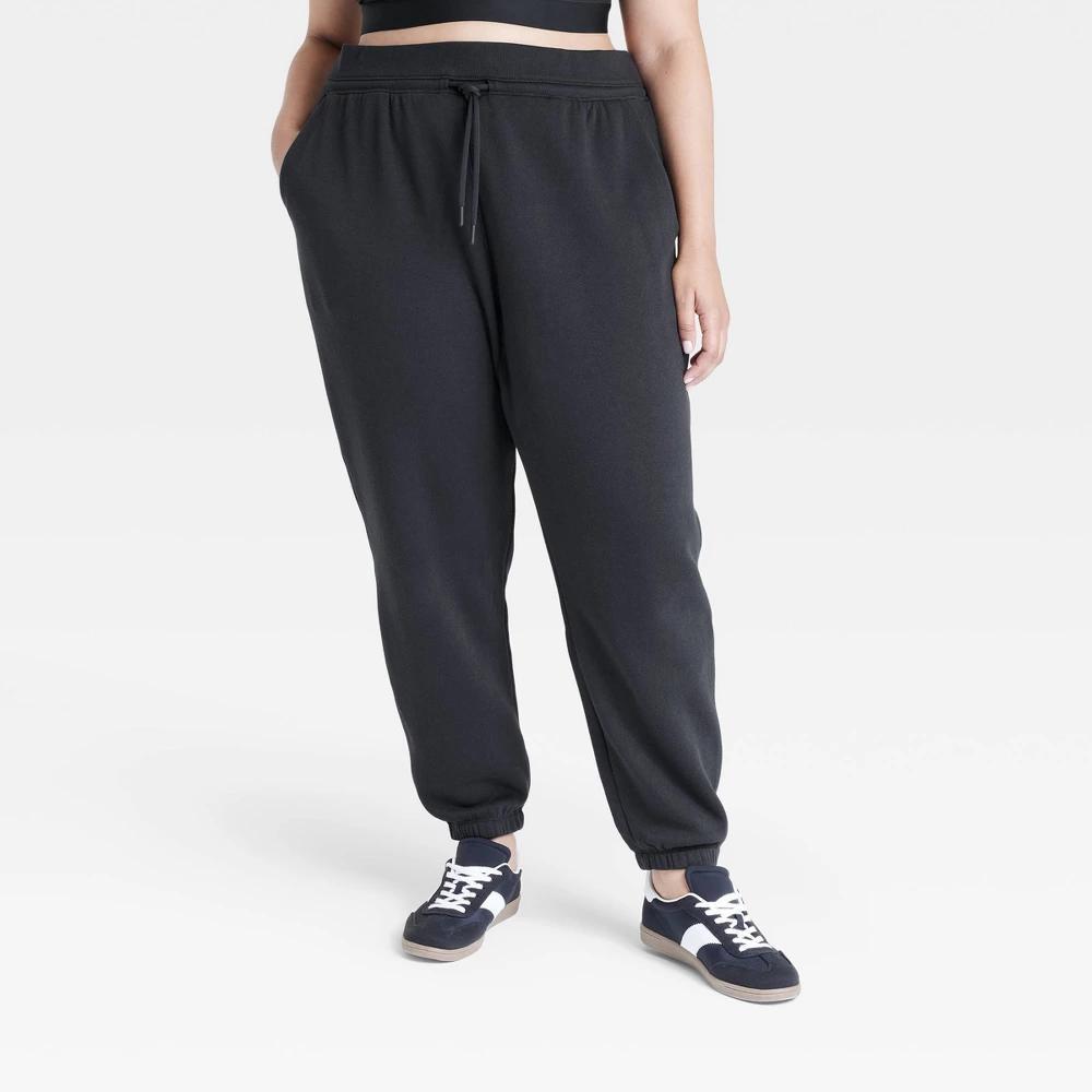 Womens Fleece High-Rise Jogger Sweatpants - All In Motion Black 3X product image