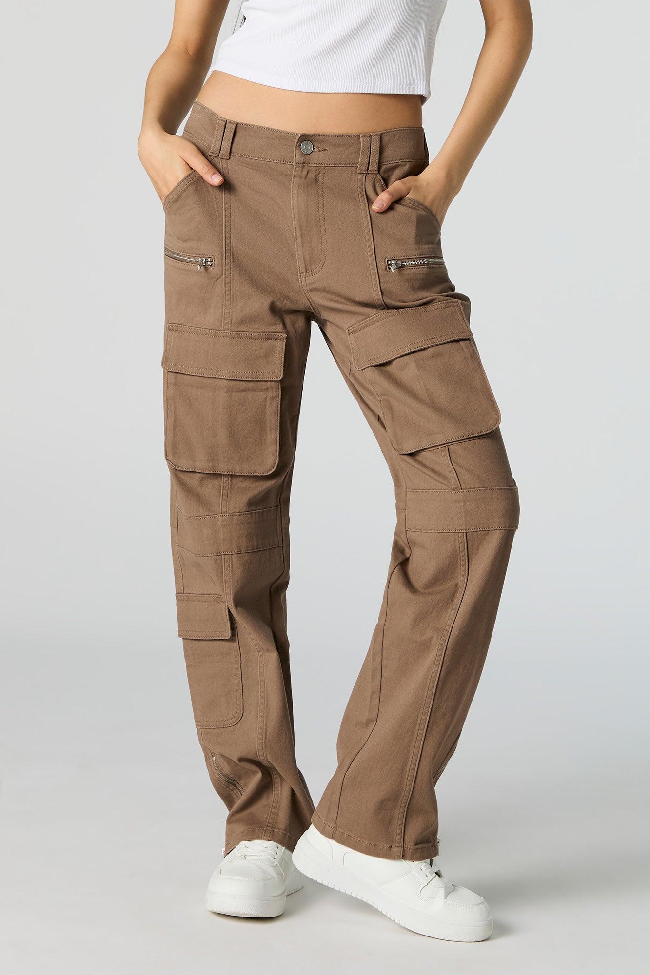 Zipper Hem Straight Leg Cargo Pant Female Product Image