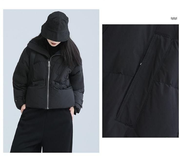 Plain Pocket Detail Zip Puffer Jacket Product Image