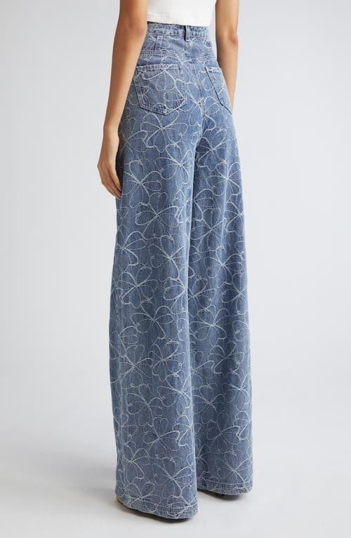 Womens Adley Floral-Embroidered Denim Wide-Leg Jeans Product Image