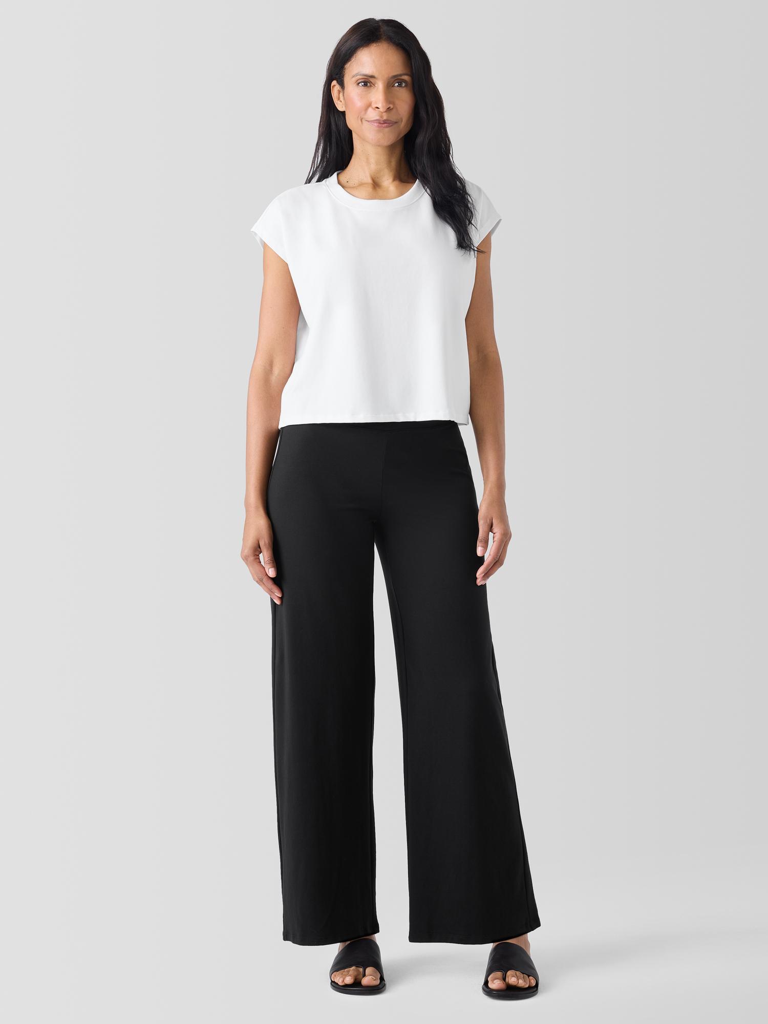 EILEEN FISHER Pima Cotton Stretch Jersey Wide-Leg Pantfemale Product Image