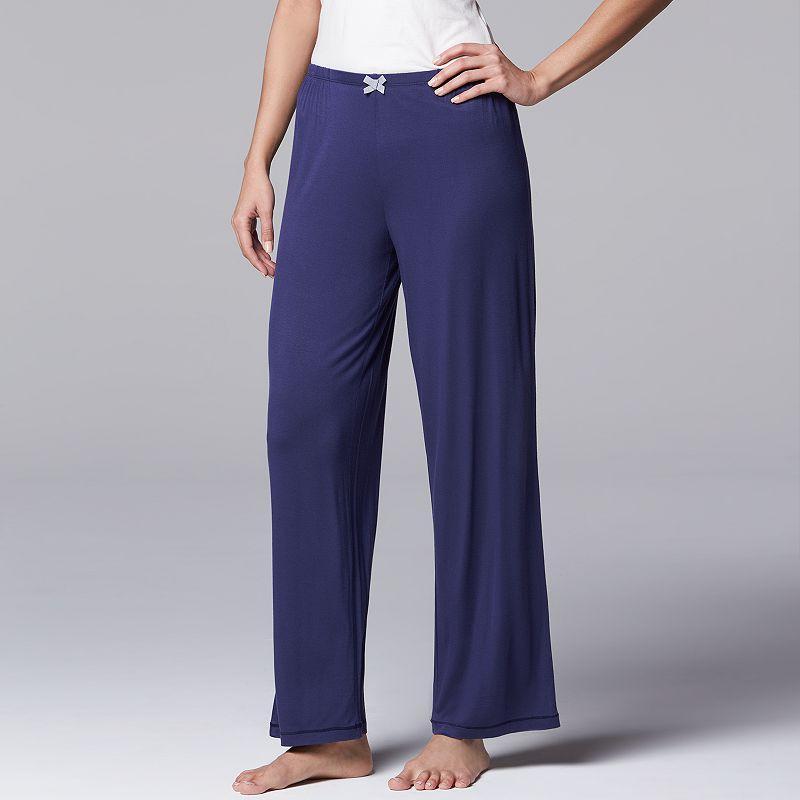 Womens Simply Vera Vera Wang Basic Solid Luxury Pajama Pants Blue Product Image