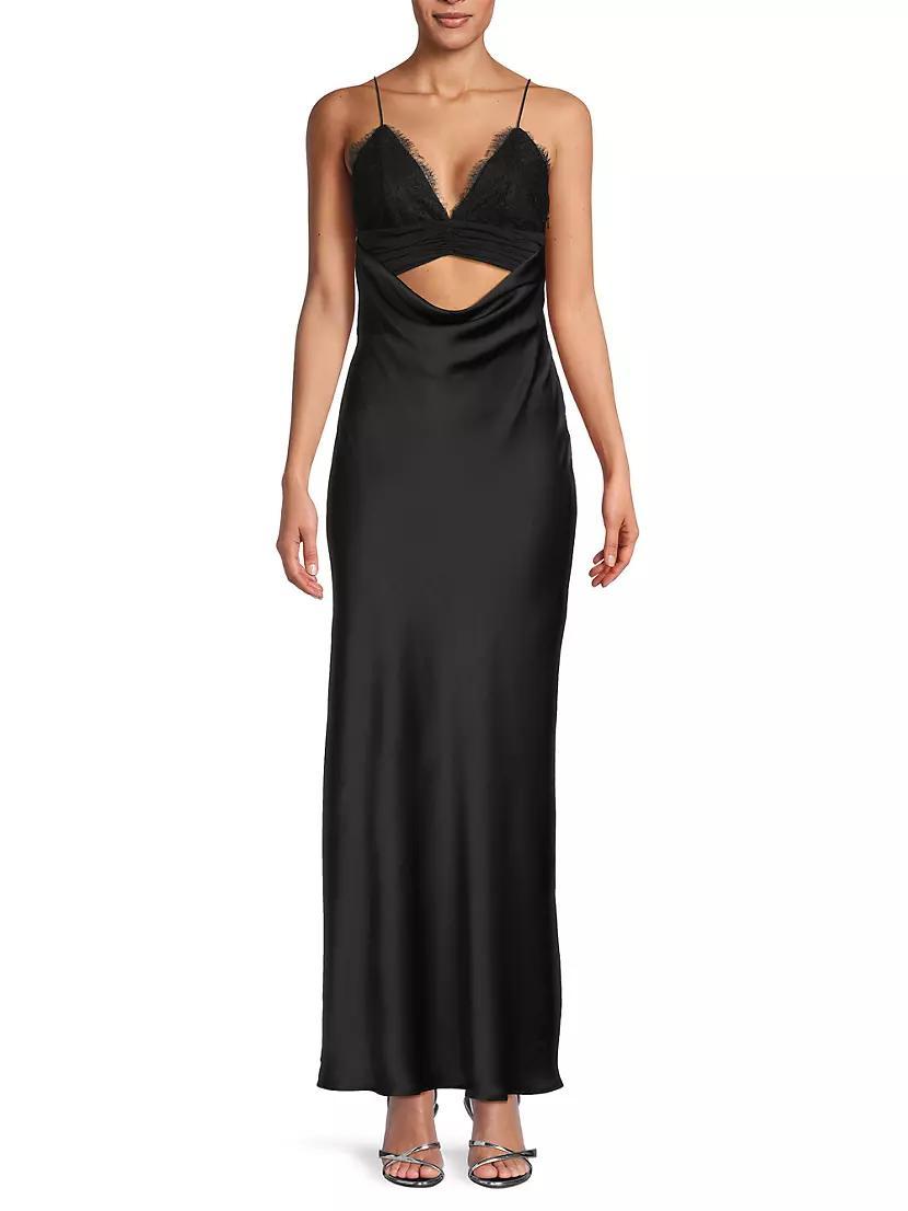 Maxxy Satin Slip Cut-Out Maxi Dress Product Image