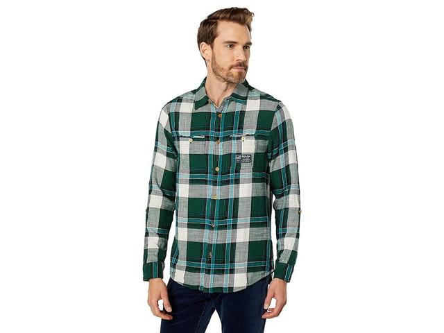 Scotch & Soda Regular Fit Bonded Cotton Shirt (Dark Aqua) Men's Clothing Product Image