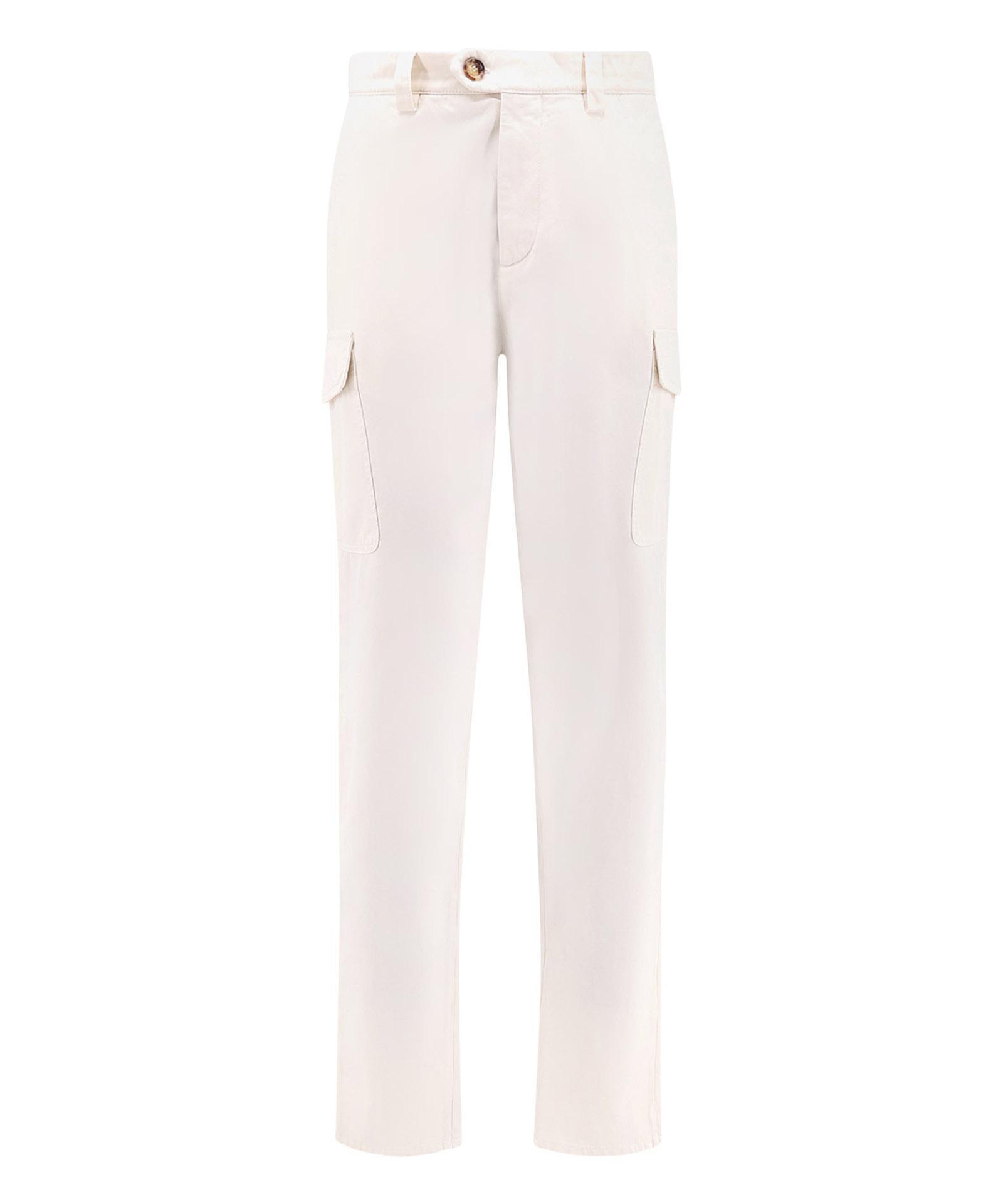 BRUNELLO CUCINELLI White Straight Leg Trousers In Beige Product Image