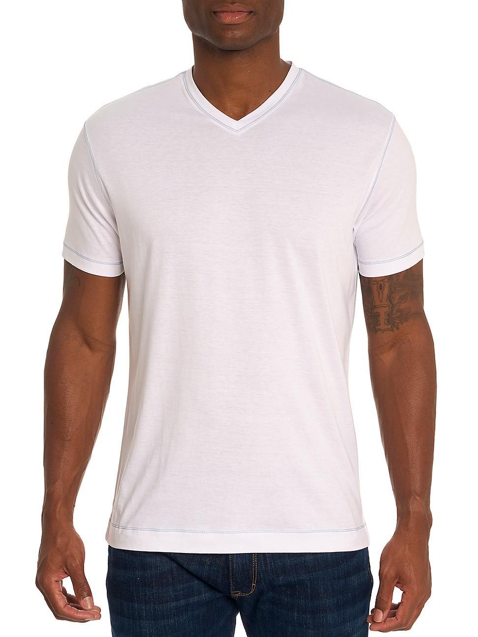 Robert Graham Eastwood Top Stitched V Neck Tee Product Image