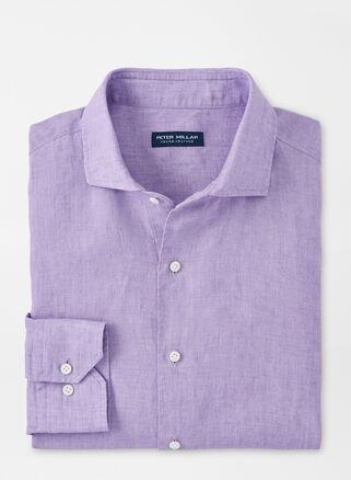 Peter Millar Mens Veneto Linen Sport Shirt | Color: Mountain Berry | Size: M Product Image