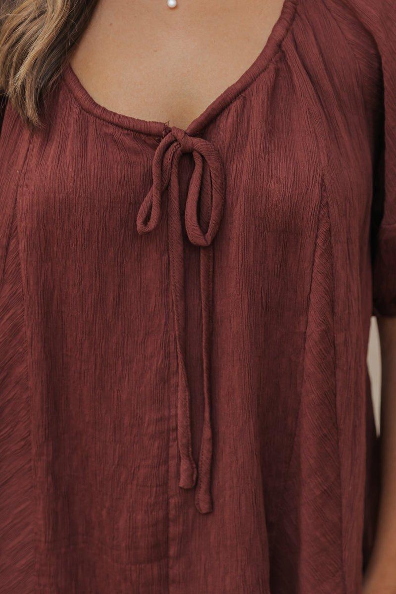 Wine Textured Boho Blouse - FINAL SALE Product Image