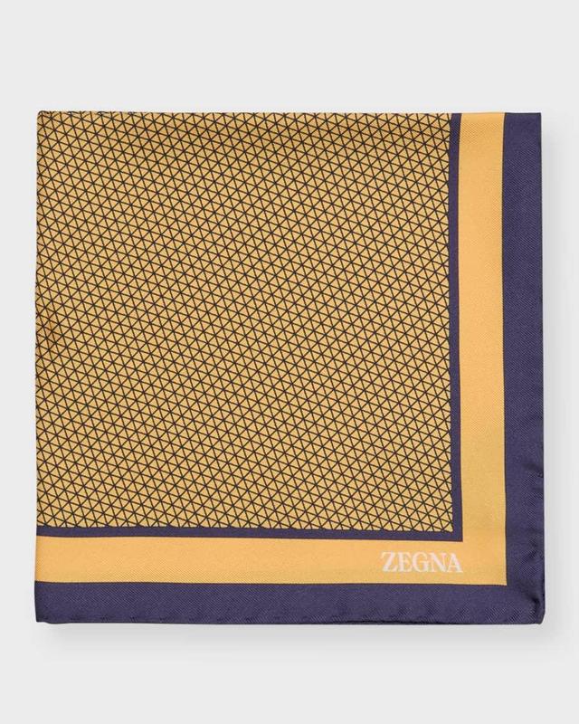 Mens Silk Geometric-Print Pocket Square Product Image