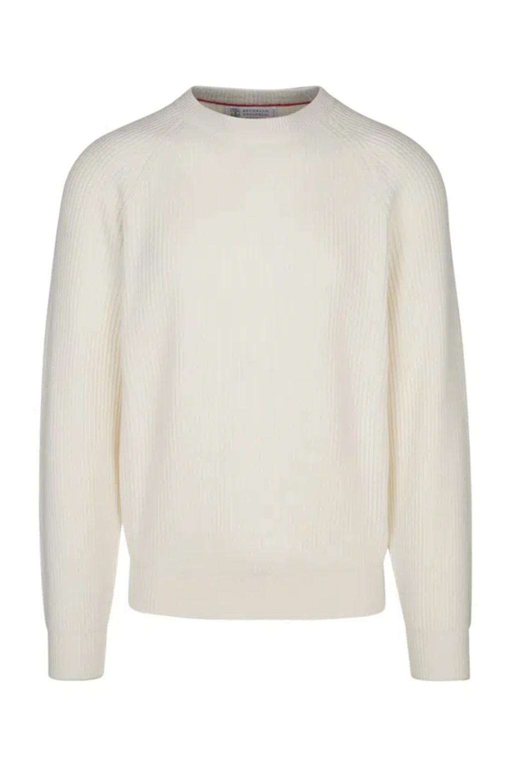 BRUNELLO CUCINELLI Ribbed Knit Sweater In Cream Product Image