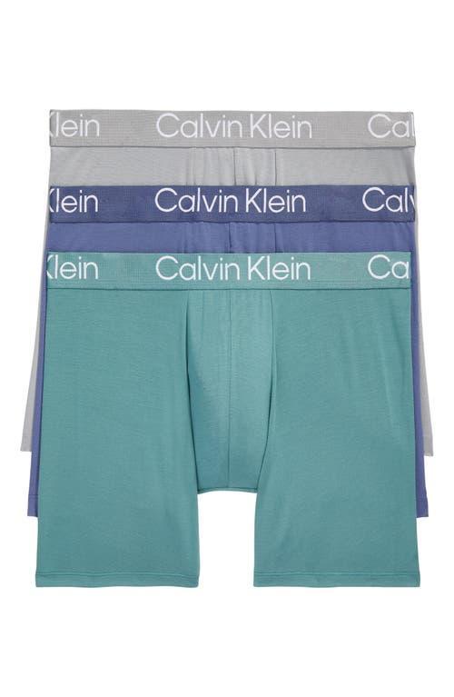 Calvin Klein Underwear Ultra Soft Modern Modal 3-Pack Boxer Brief (Blue Indigo/Sagebush Green/Griffin) Men's Underwear Product Image